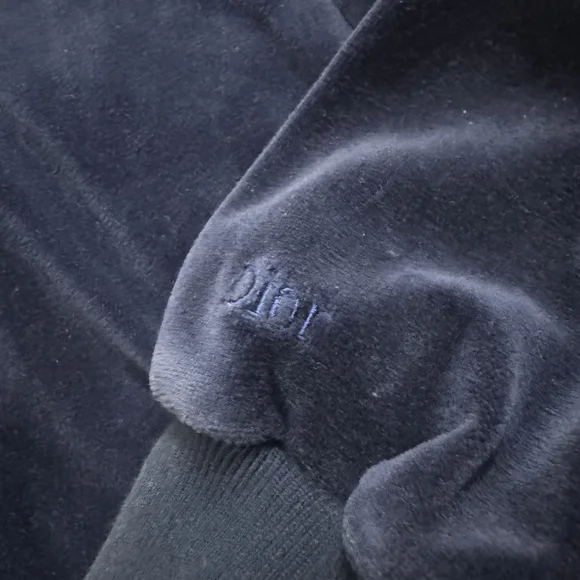 Vtg Christian Dior Monsieur Velour Track Jacket Size:L Navy Blue Logo Zip Retro